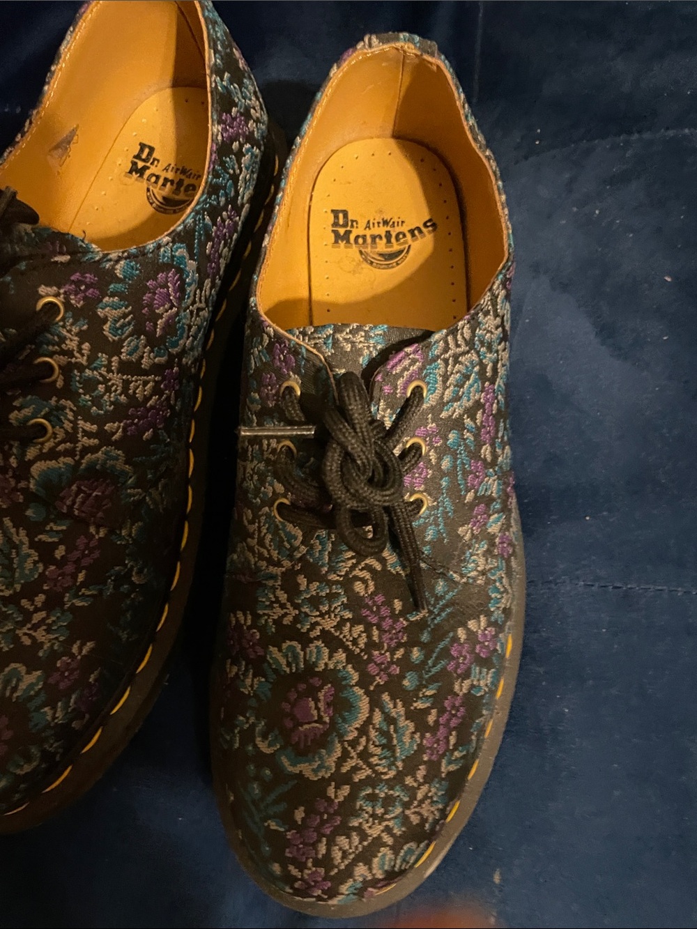 Dr. Martens Black Floral Embroidered Derby Shoes - Picture 2 of 9